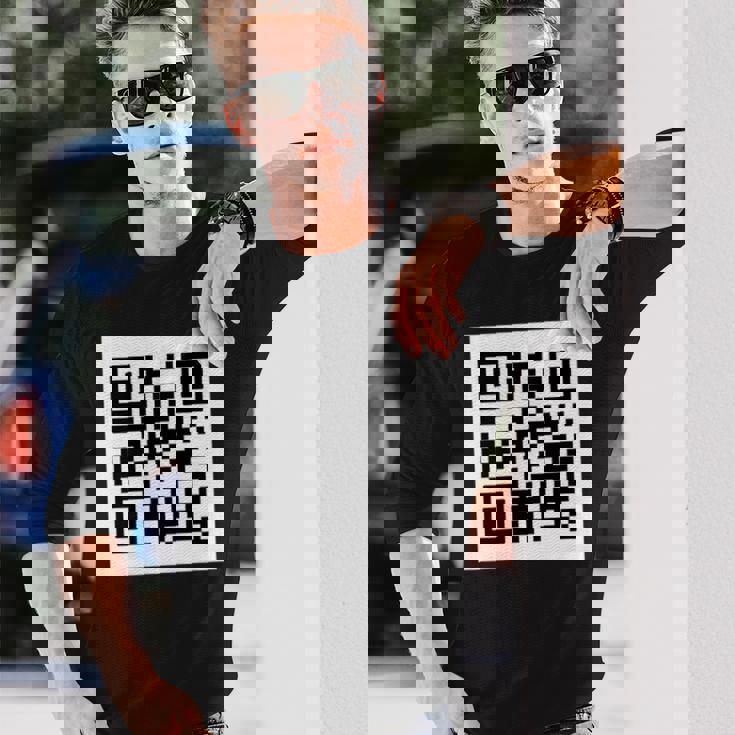 Rickroll Qrコードリンクミーム 長袖Tシャツ 彼への贈り物