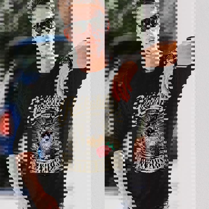 Rock N Roll Never Dies 愛犬家シュナウザー 長袖Tシャツ 彼への贈り物