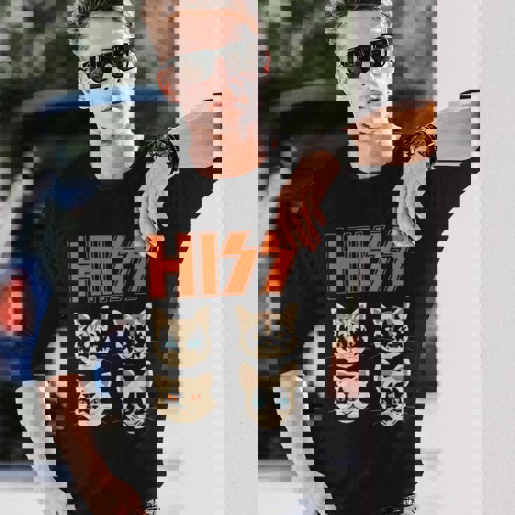 Hiss Cats ネコ Kittens ロックバンド Rock Rockin 長袖Tシャツ 彼への贈り物