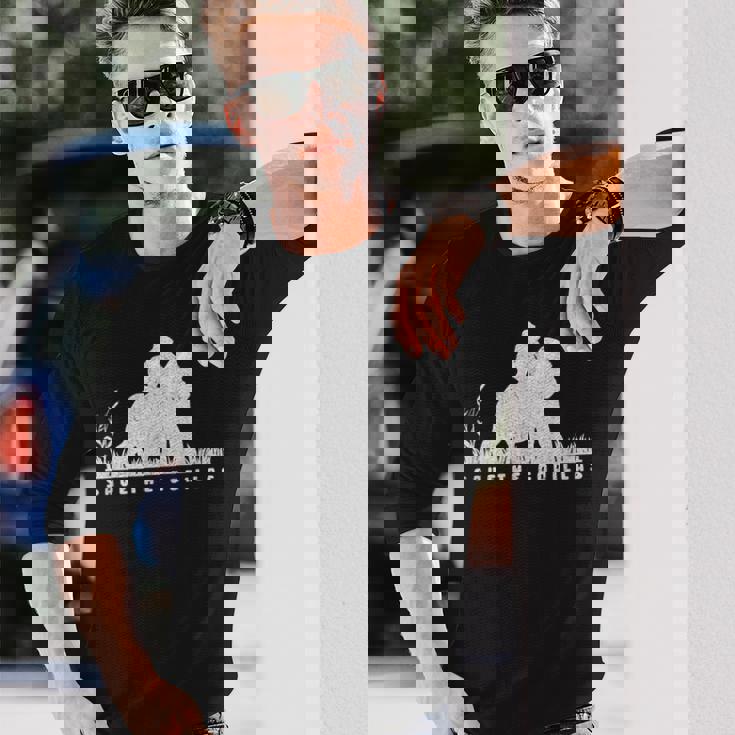 Save The Gorillas ママ&ベイビーゴリラ 長袖Tシャツ 彼への贈り物