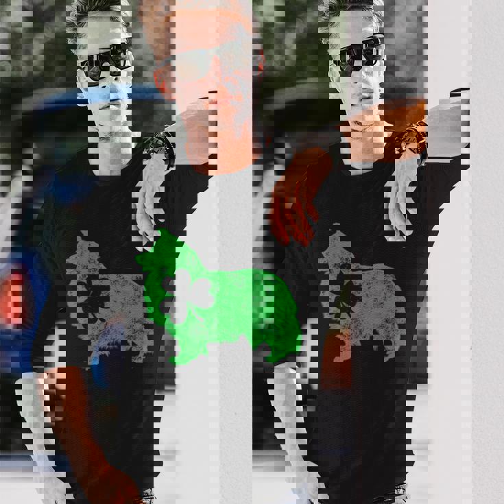 Shetlandheepdog シェルティ セントパトリックデー メンズ シャムロックドッグ 長袖Tシャツ 彼への贈り物