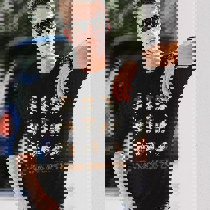 Shih Tzu ヨガシャツ シーズー ヨガポーズ 瞑想 長袖Tシャツ 彼への贈り物