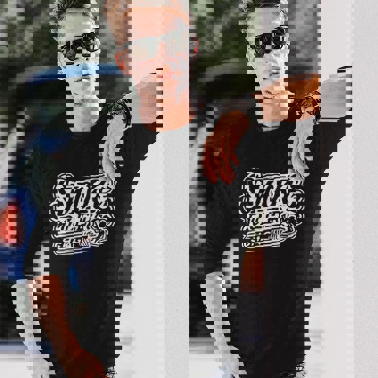 Smokeroller-煙巻人-マティーニシャグロカビリーピンナップバックプリント 長袖Tシャツ 彼への贈り物