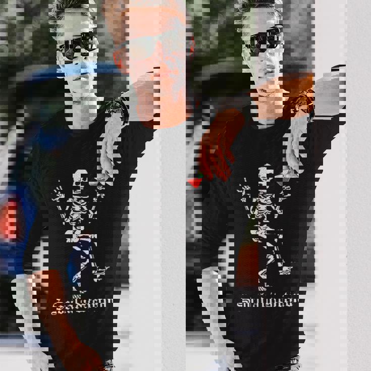 Social Distortions スケルトン ドリンクパーティー ミニマリスト 長袖Tシャツ 彼への贈り物