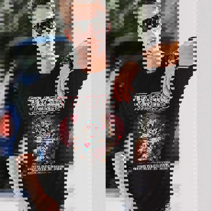 Taco Lovers バレンタインデー シュガースカル キューピッド メキシカンアート 長袖Tシャツ 彼への贈り物