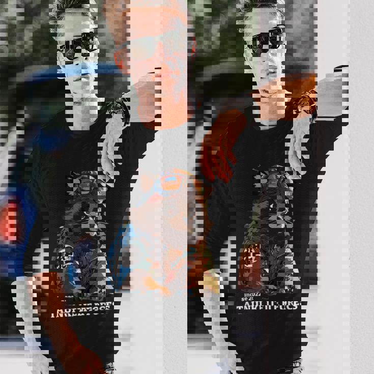 Tanuki Elite Forces No1 タヌキ精鋭部隊 漢字 動物 かわいい狸 たぬき おもしろ アニマル 長袖Tシャツ 彼への贈り物