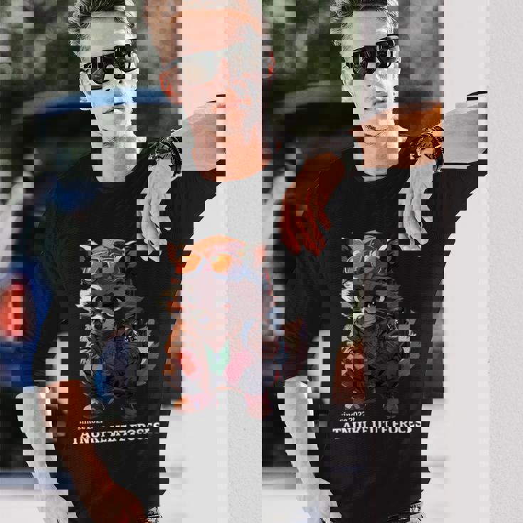 Tanuki Elite Forces No2 タヌキ精鋭部隊 かわいい狸 アニマル 動物 おもしろ 漢字 たぬき 長袖Tシャツ 彼への贈り物