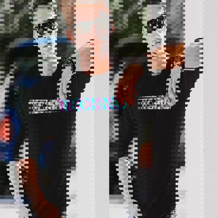 Techno Edm Music Rave Party Raver Dj テクノハウス 長袖Tシャツ 彼への贈り物