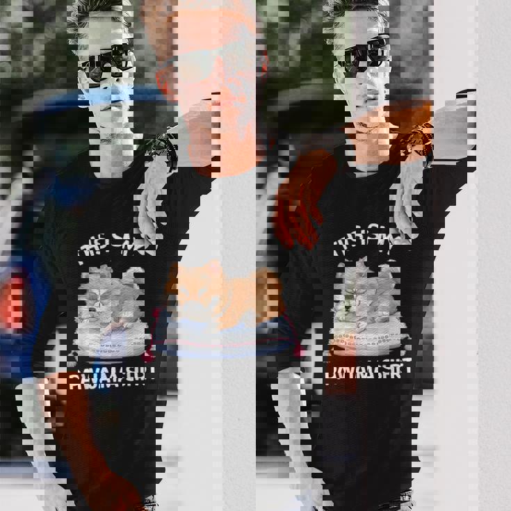 This Is My Pawjama Pomeranian 公式犬用昼寝 長袖Tシャツ 彼への贈り物