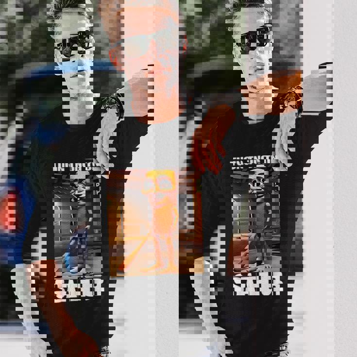 Tungahur イタリアンブレイン レッド ミーム 長袖Tシャツ 彼への贈り物