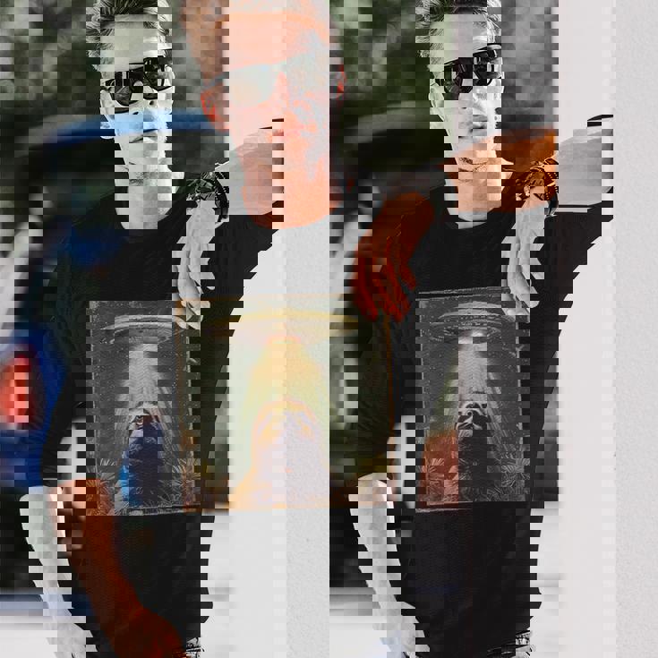 Ufo と面白いナマケモノのセルフィー、面白いナマケモノ 長袖Tシャツ 彼への贈り物