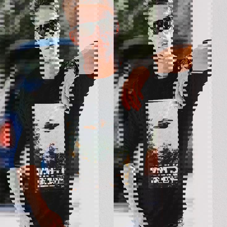 Ufoシャツ I Want To Believe Alien Ufotシャツ 長袖Tシャツ 彼への贈り物