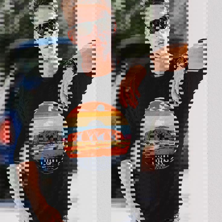 Uluru オーストラリア お土産 エアーズ ロック 記念品 ヴィンテージ 太陽 長袖Tシャツ 彼への贈り物