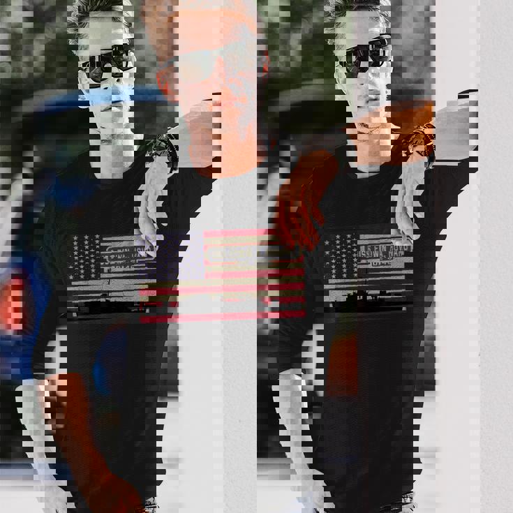 Uss エドウィン A ハワード De-346 船舶図 アメリカ国旗 長袖Tシャツ 彼への贈り物