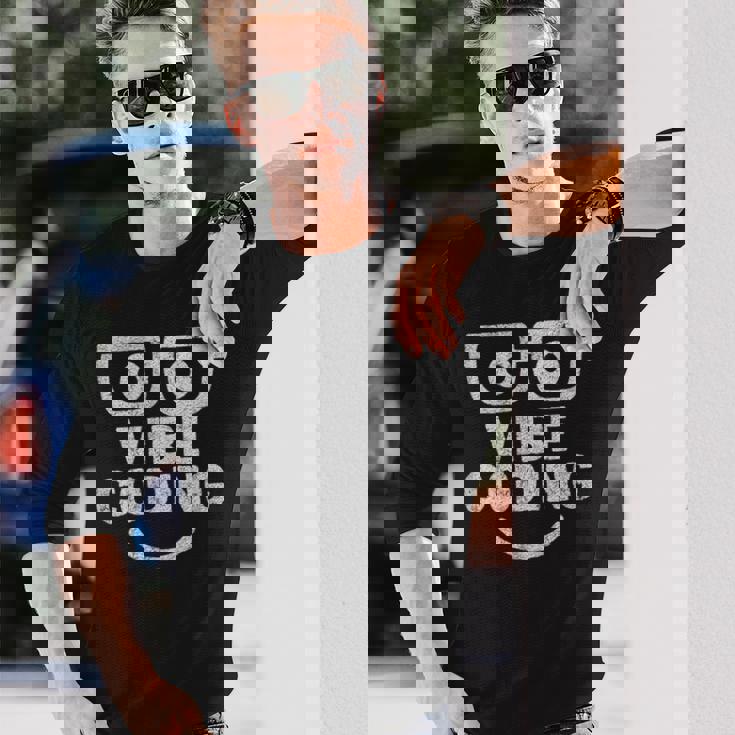 Vibe Coding ユーモア 長袖Tシャツ 彼への贈り物