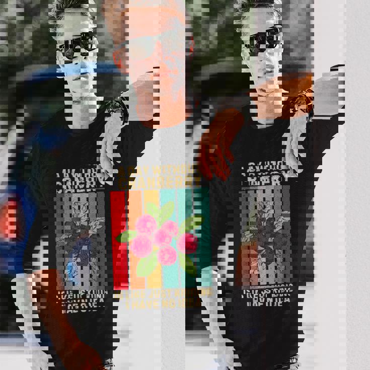 Vintage A Day Without Cranberry I Have No Idea クランベリー 長袖Tシャツ 彼への贈り物