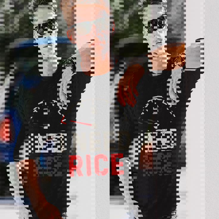 Vintage I Need Rice Lover レトロ 米 食べ物 好き 長袖Tシャツ 彼への贈り物