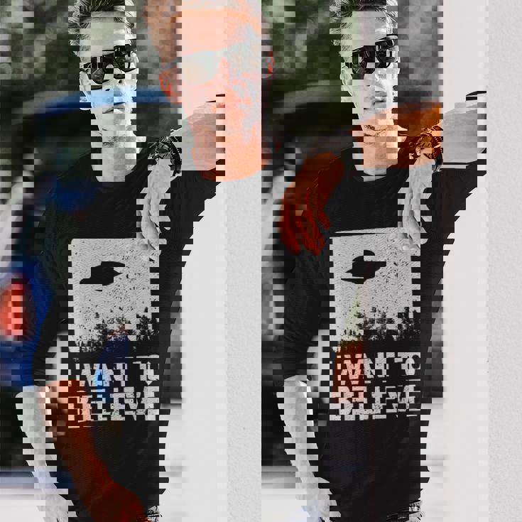 I Want To Believe I Aliens Ufo エリア 51 Roswell 長袖Tシャツ 彼への贈り物