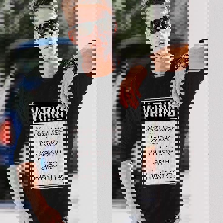 Warning 警告！【Anata Hima Jin】【英語 文字】ローマ字 メッセージ 面白い デザイン 長袖Tシャツ 彼への贈り物