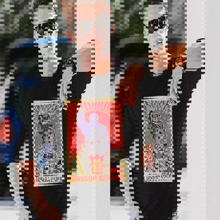 Wassup Bitches 毛沢東 中国共産主義宣伝ポスター 長袖Tシャツ 彼への贈り物