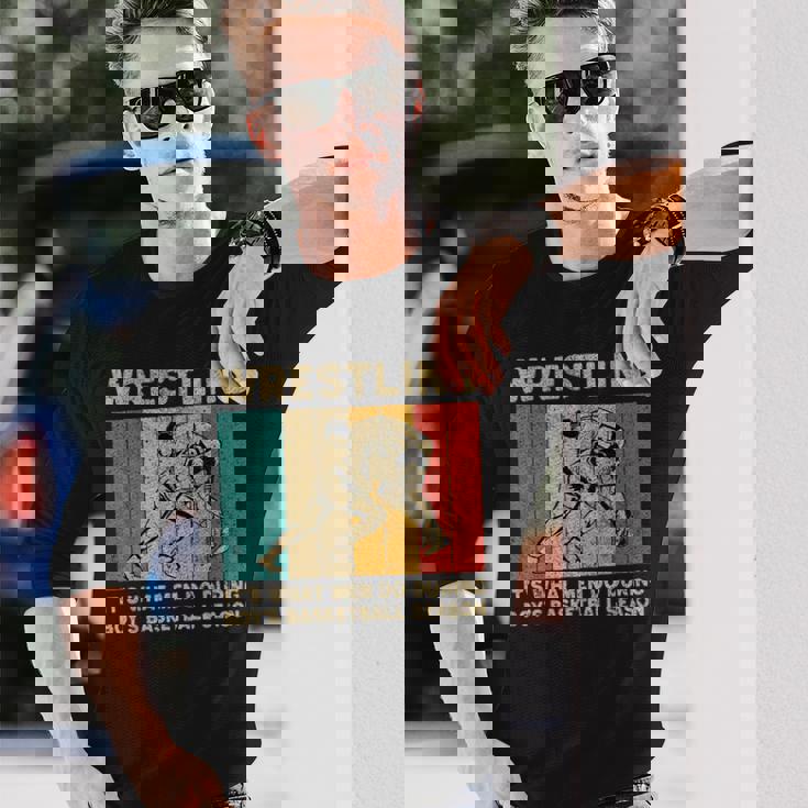 Wrestling It's What Do ビンテージレスリングレスラー 長袖Tシャツ 彼への贈り物