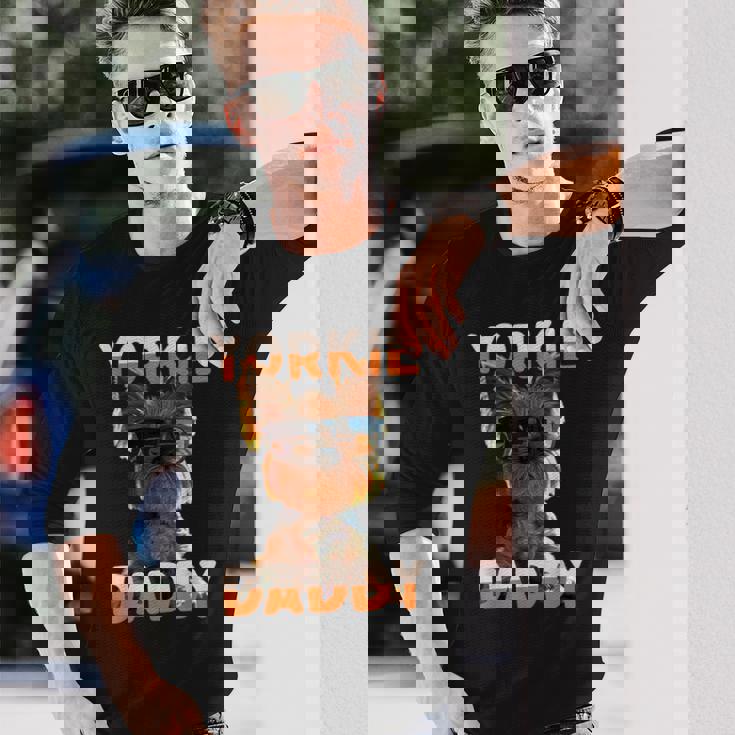 Yorkie Daddyヨーキー パパ 父の日 お父さん スウィート・ヨークシャー・テリア 長袖Tシャツ 彼への贈り物