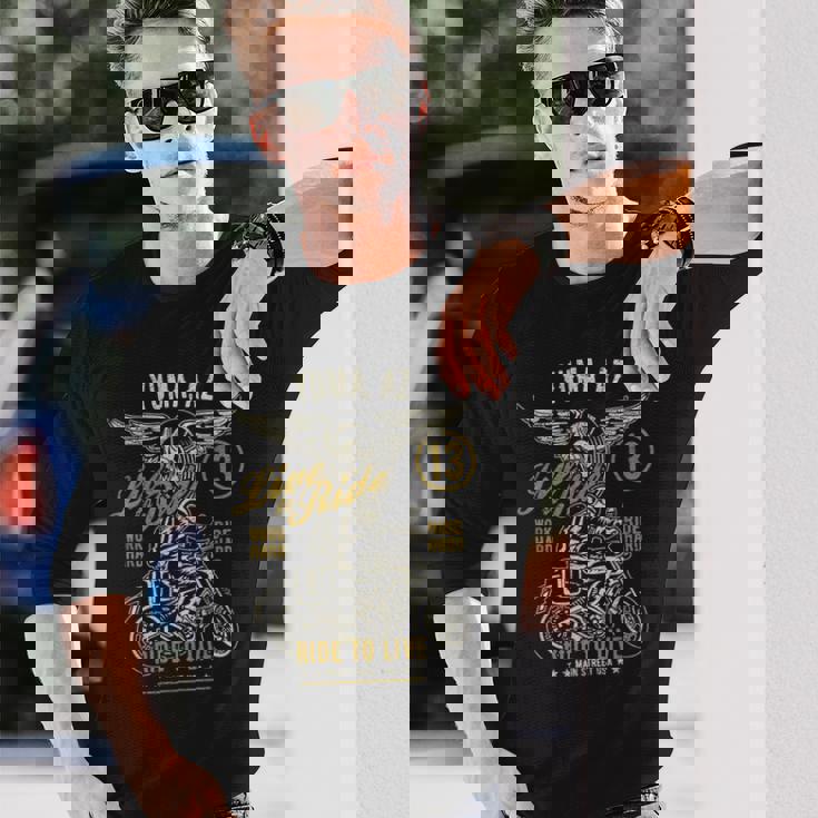 Yuma Az Usa アンティーク調スタイル オートバイデザイン 長袖Tシャツ 彼への贈り物