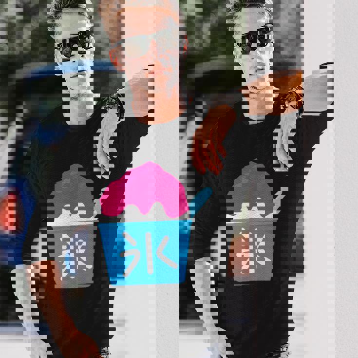 【かき氷】お祭り かきごおり 食べ物 夏服 可愛い 面白い おもしろ シンプル ウケ狙い メンズ キッズ レディース 長袖Tシャツ 彼への贈り物