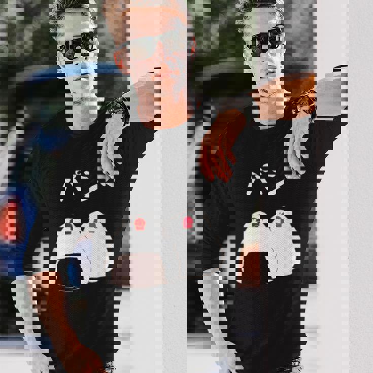 【パン】おにぎり オニギリ ごはん お米 文鳥 桜文鳥 サクラブンチョウ 白文鳥 おもしろ 文鳥 文鳥好き 長袖Tシャツ 彼への贈り物