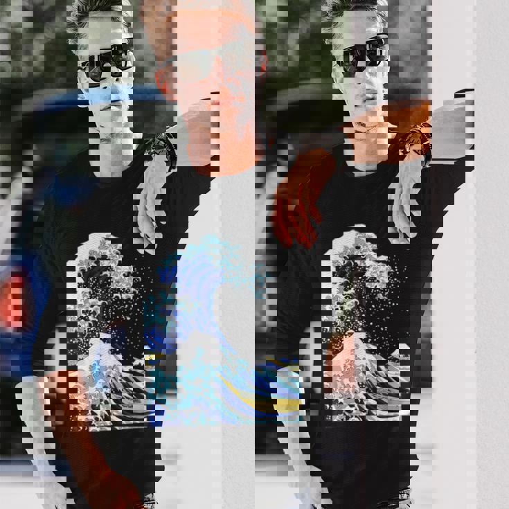 【神奈川沖浪裏】葛飾北斎 和柄 日本のお土産 贈り物 ギフト 長袖Tシャツ 彼への贈り物