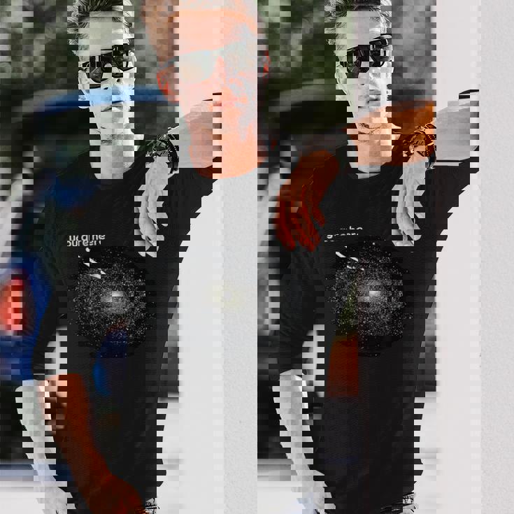 あなたはここにいます私は天文学ギャラクシー月面着陸惑星 長袖Tシャツ 彼への贈り物