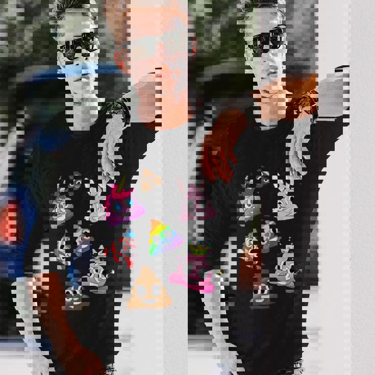 うんこマーク愚かな楽しいワッキーユニコーンバニープリンセスレインボー 長袖Tシャツ 彼への贈り物