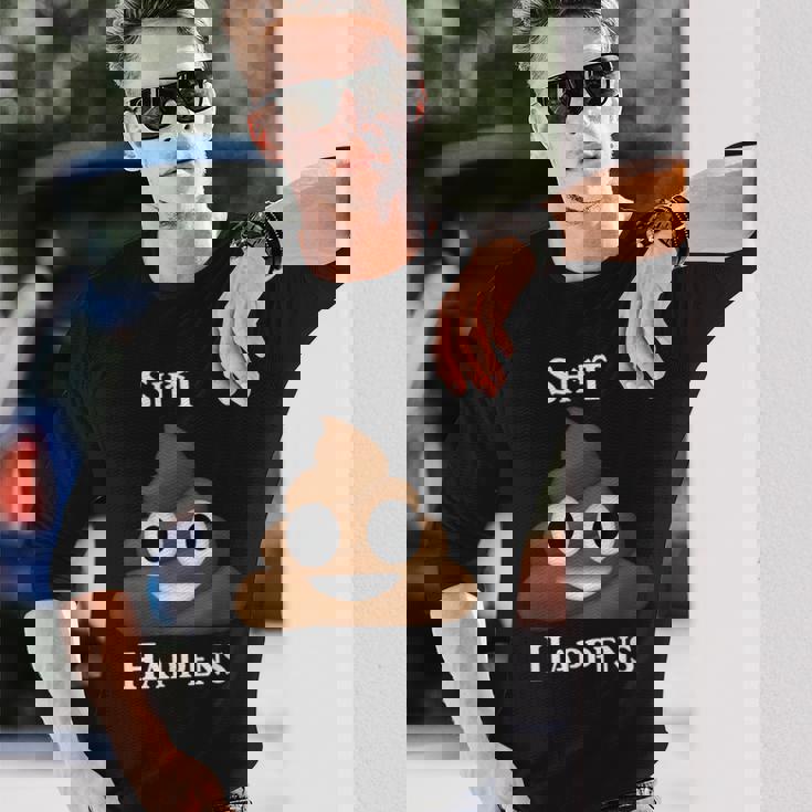 うんちパイル Happensmiling Happy 長袖Tシャツ 彼への贈り物