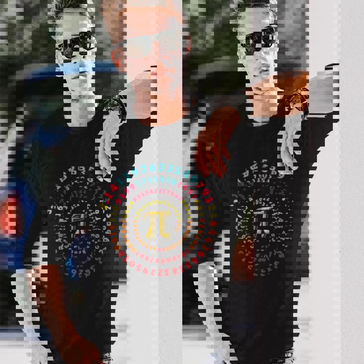 おかしい円周率日スパイラル 314 円周率記号数学教師 長袖Tシャツ 彼への贈り物