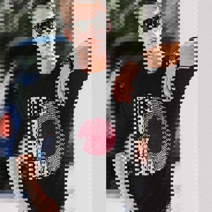 おかしな It's In My Dna 日本国旗 指紋 長袖Tシャツ 彼への贈り物