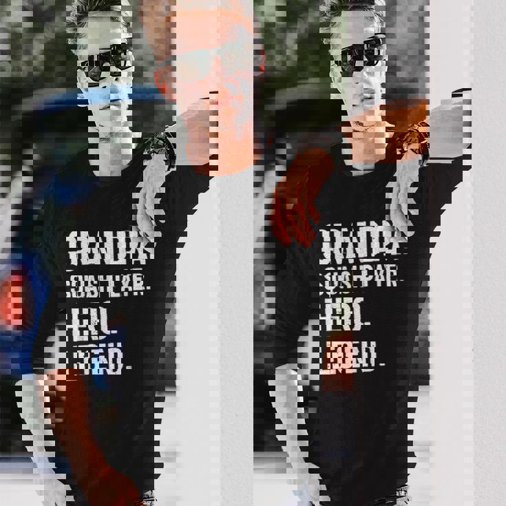 おじいちゃんスカッシュプレイヤーヒーローレジェンド-おじいちゃんスカッシュ 長袖Tシャツ 彼への贈り物