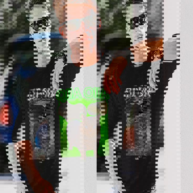 おもしろいいいあ オイア スピニングキャット ミーム おおいいあい 猫 長袖Tシャツ 彼への贈り物