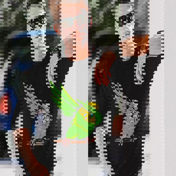 おもしろインコ セキセイインコ ペット オウム 動物 愛 長袖Tシャツ 彼への贈り物