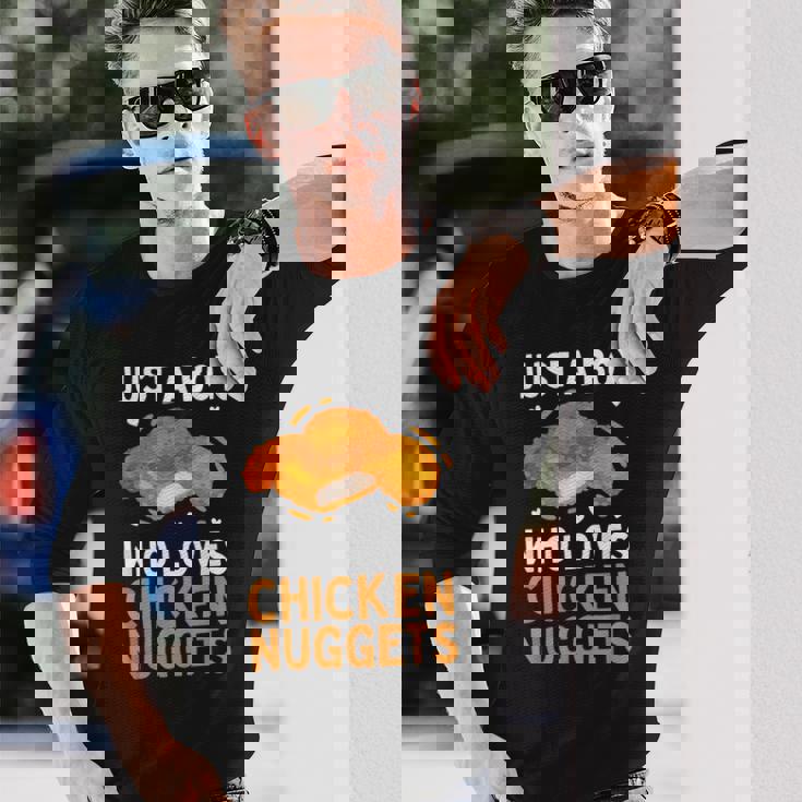 おもしろチキンナゲット メンズ ボーイズ キッズ チキンナゲット愛好家向け 長袖Tシャツ 彼への贈り物