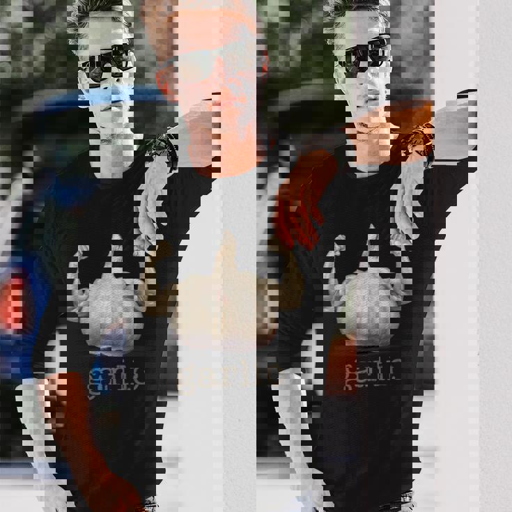 おもしろニンニクデザイン 長袖Tシャツ 彼への贈り物