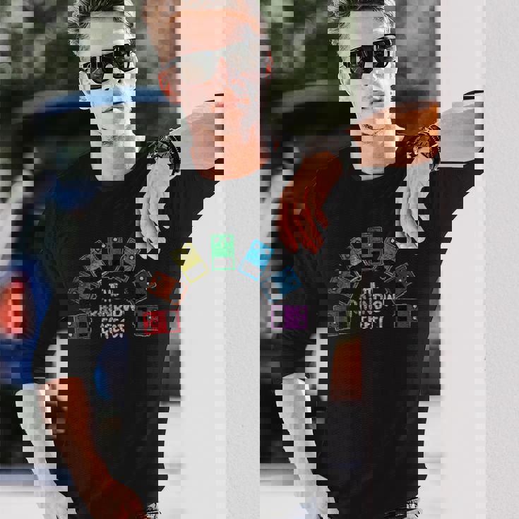 おもしろレインボーエフェクトギターペダルtシャツ 長袖Tシャツ 彼への贈り物