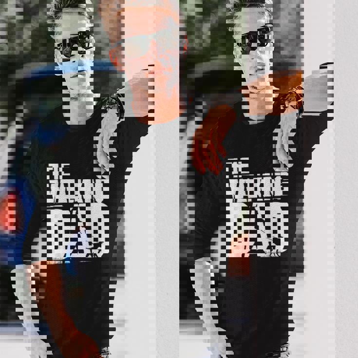 お散歩 お父さん おもしろい 犬 散歩 お父さん ギフト 父の日 長袖Tシャツ 彼への贈り物