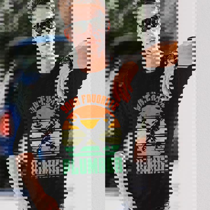 お気に入りの水道屋さん パイプフィッター パイプ 配管工事 配管工 長袖Tシャツ 彼への贈り物