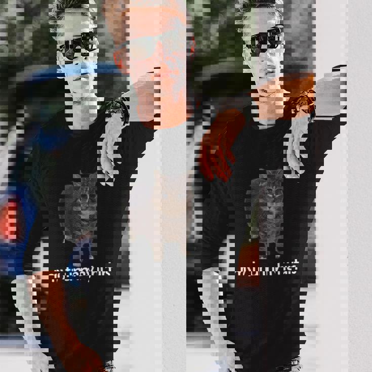 お腹が痛い面白いオイイア・オイア・キャット・ミーム 長袖Tシャツ 彼への贈り物