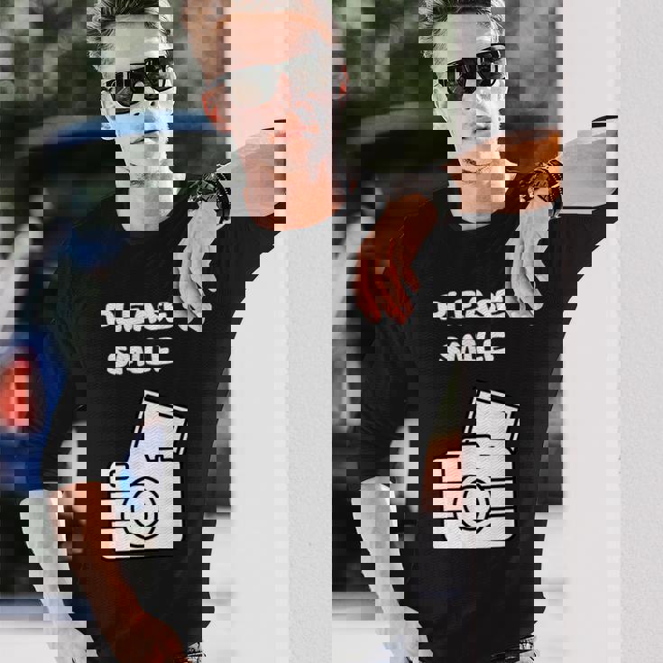 お願い スマイル アート オブ 写真 カメラマン カメラマン 長袖Tシャツ 彼への贈り物