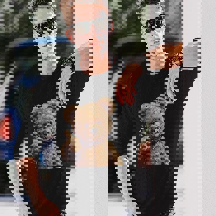 かっこいいテディベア 親指付き 長袖Tシャツ 彼への贈り物