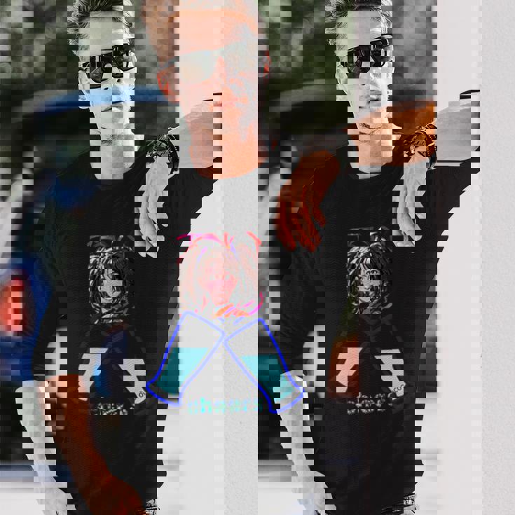 かわいい 可愛い 女の人 若い 美人 イラスト 日本 きれい 長袖Tシャツ 彼への贈り物