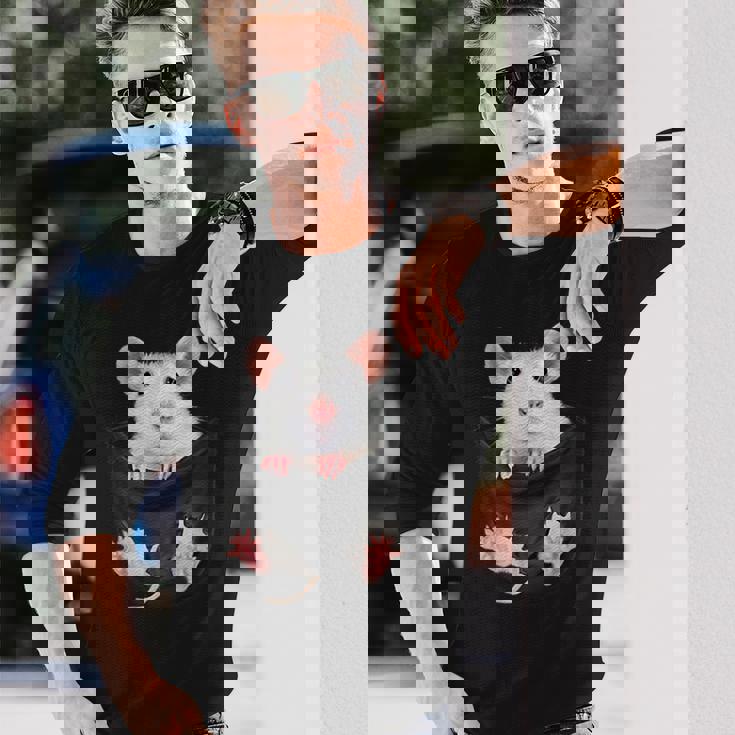 かわいいねずみポケットネズミ好き 長袖Tシャツ 彼への贈り物