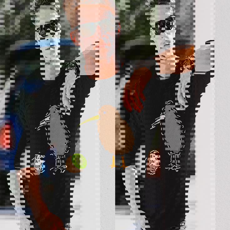 かわいいキウイの鳥と果物 ニュージーランド 長袖Tシャツ 彼への贈り物