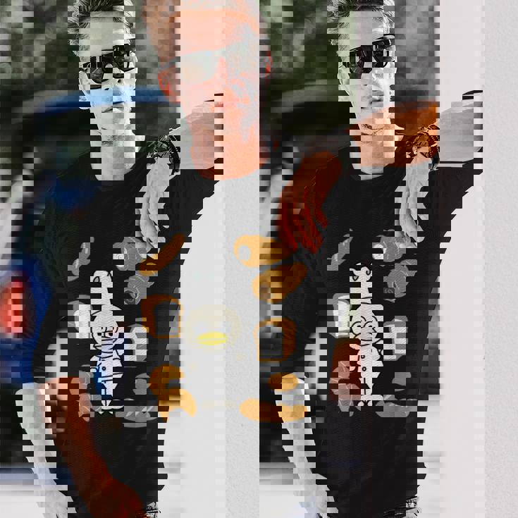 かわいいコックさん パン屋さん編 鳥 フランスパン クロワッサン チョコレートコルネ 食パン 料理 おいしい おもしろ 長袖Tシャツ 彼への贈り物